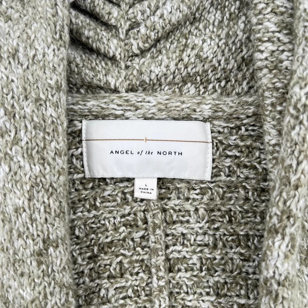 ANTHROPOLOGIE ANGEL OF THE NORTH Sweater Womens Large Green Open Knit Cardigan - Picture 6 of 10